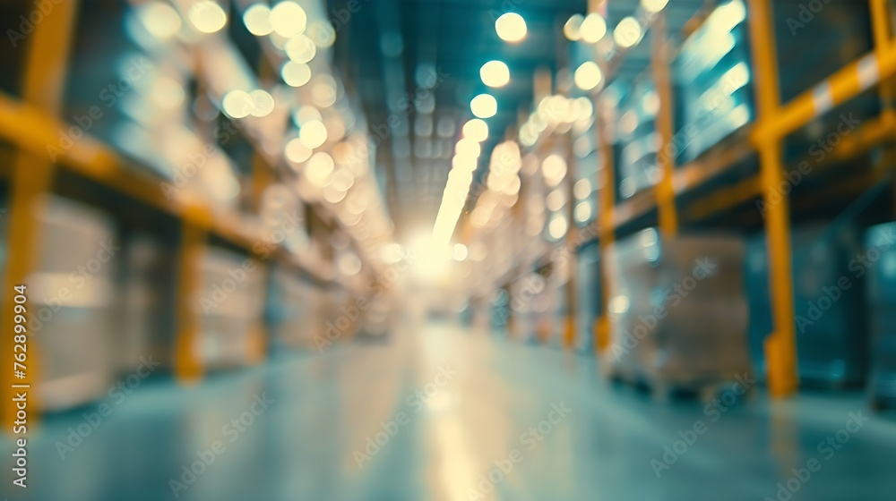 Blur Warehouse inventory product stock for logistic background : Generative AI