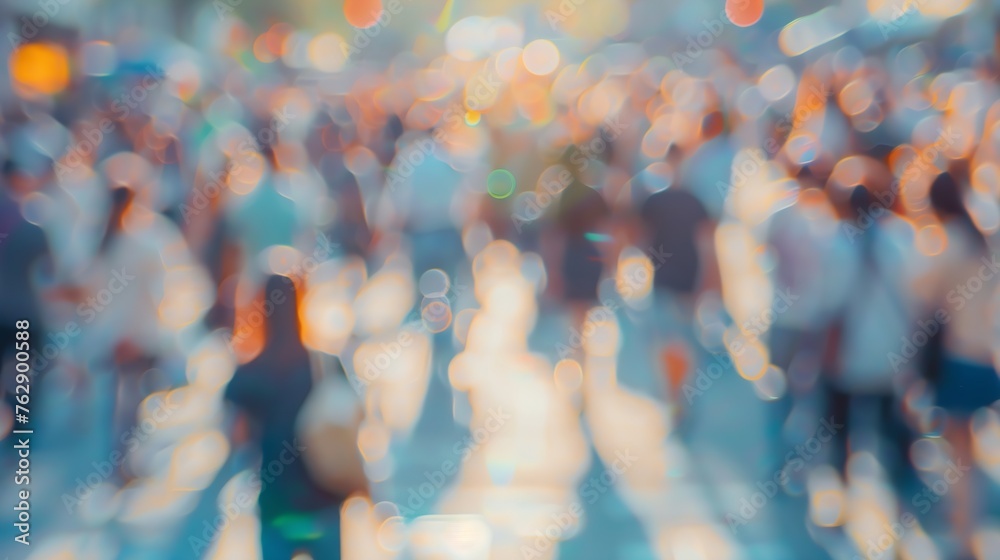 Blurred crowd of unrecognizable at the street : Generative AI Blurred crowd of unrecognizable at the street : Generative AI