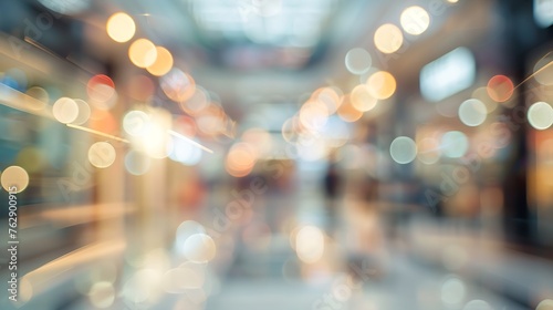 Abstract blur with bokeh and defocused shopping mall in deparment store for background : Generative AI