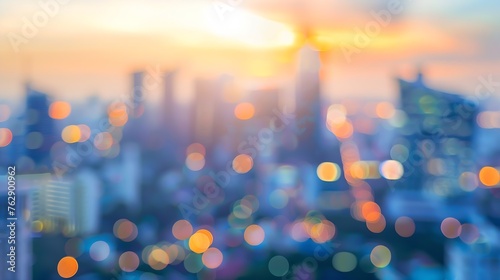 Abstract blur city estate building in morning view background Cityscape skyline from top office window view Blurred outside bokeh real architecture modern company construction town mor : Generative AI photo