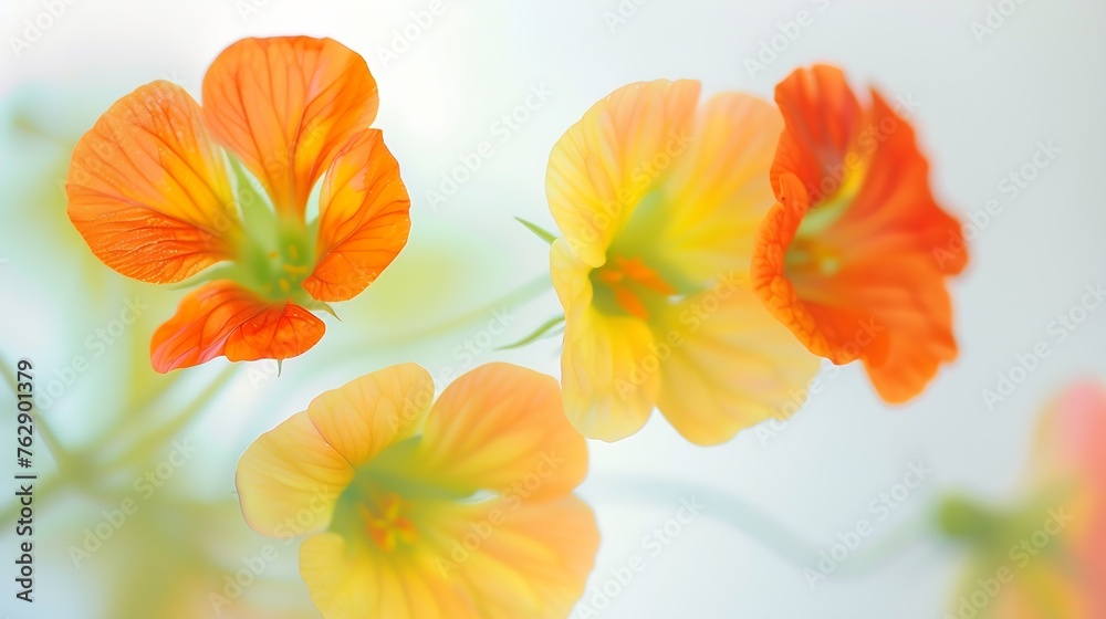 Colourful flower blurs painterly effect of nasturtium : Generative AI