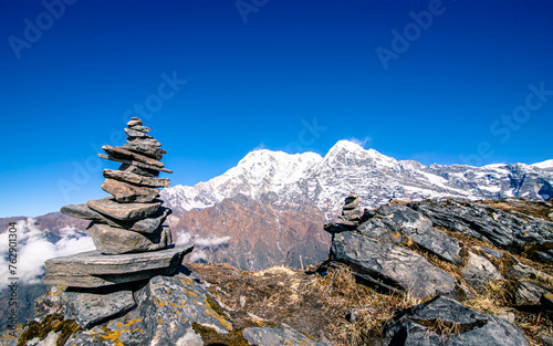 landscape with snow and clouds in Annapurna rainge, Nepal. © gorkhe1980