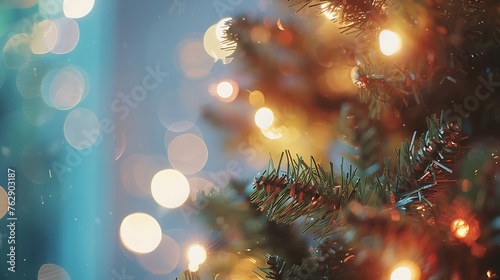 Defocused Christmas tree Defocused Lights Christmas tree background : Generative AI