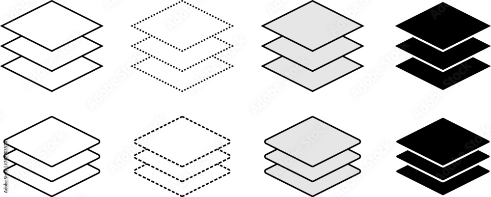 layers line icons collection. simple and modern vector. design for app, web, poster. layers line icons collection. simple and modern vector. design for app, web, poster.