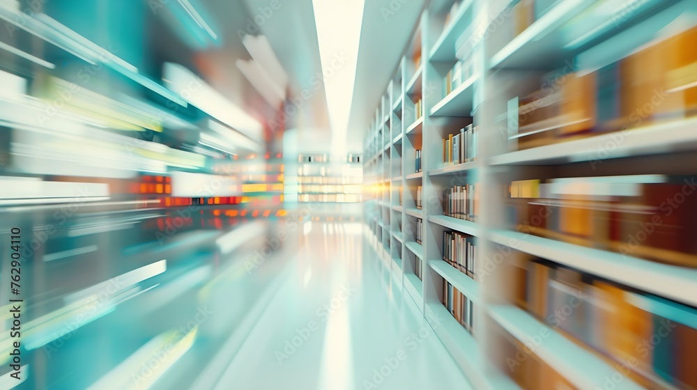 Abstract blurred public library interior space blurry room with ...