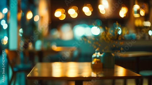 Blur restaurant interior banner background   Generative AI
