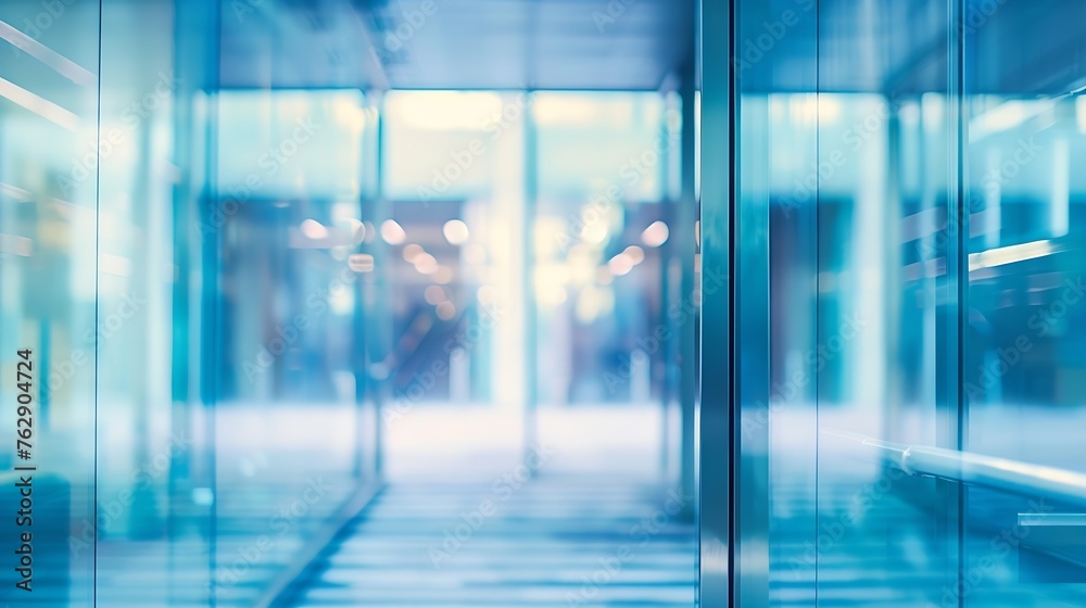 Abstract blur image of bright and clean Window and door in modern office building on day time for background usage : Generative AI Abstract blur image of bright and clean Window and door in modern office building on day time for background usage : Generative AI