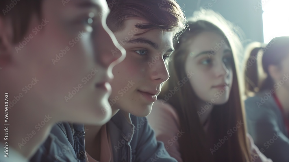 background image of a group of young people at a meeting in a conference room : Generative AI