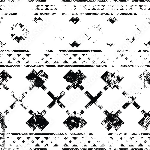 Seamless pattern, ethnic background, grunge texture, vector design