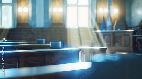 Beautiful blurred background of an empty courtroom : Generative AI