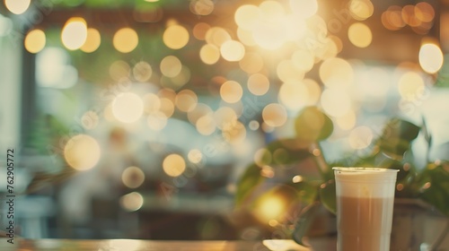 Blurred background Coffee shop blur background with bokeh : Generative AI