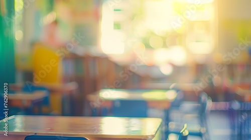 Wallpaper Mural Blurred focus Abstract background of class room with pupils : Generative AI Torontodigital.ca