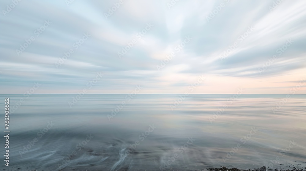 Impressionistic image of the shoreline of hudson bay taken by panning with a slow shutter speed along the horizon line churchill manitoba canada : Generative AI