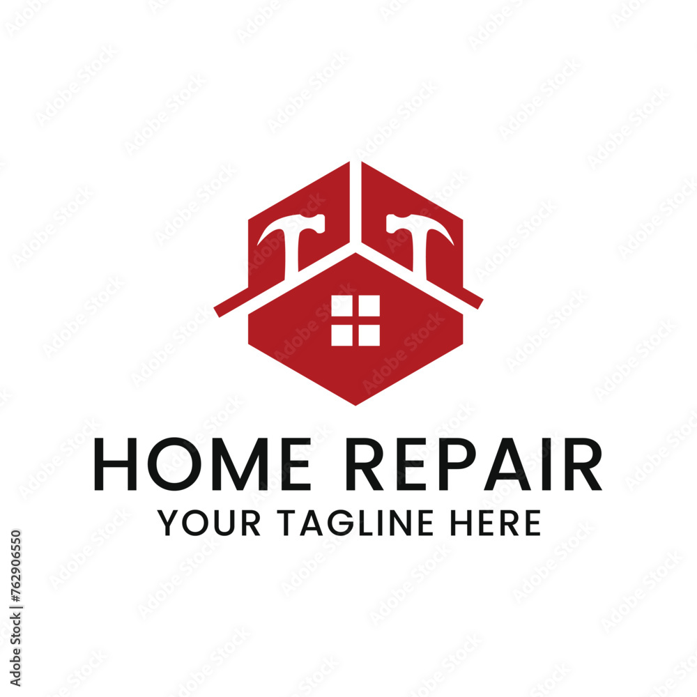 home repair logo with modern premium concept and hammer element