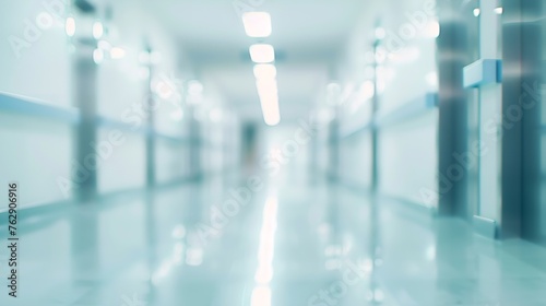 Abstract blur luxury hospital hall and corridor Blur clinic interior background with defocused effect Healthcare and medical concept   Generative AI