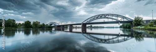 Architectural Brilliance captured in the Imposing IJssel Bridge, Zwolle, the Netherlands in a Cloudy Mood photo