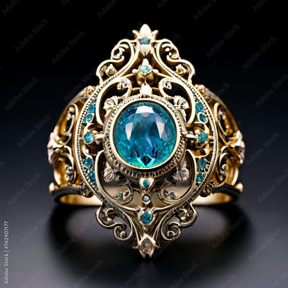 Oriental jewellery in the style of turquoise topaz ring.Good for design and modern lifestyle.