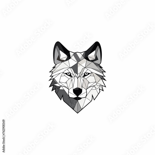 Geometric colorful wolf logo vector icon design template