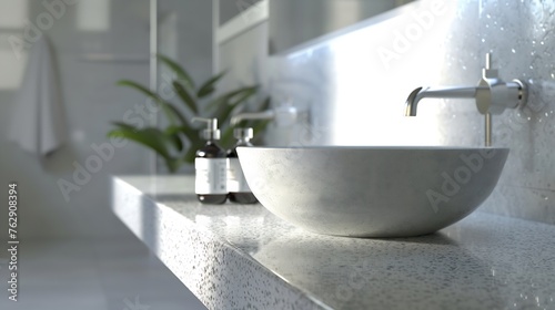 Granite white table bathroom for product placement in landscape layout   Generative AI