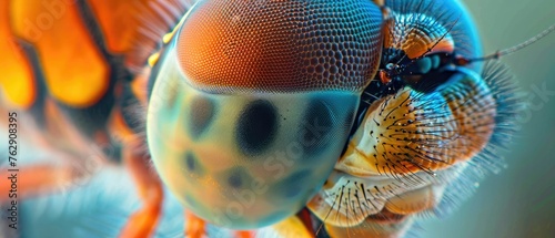 A macro view of a dragonfly's eye, revealing the complexity of its compound vision,