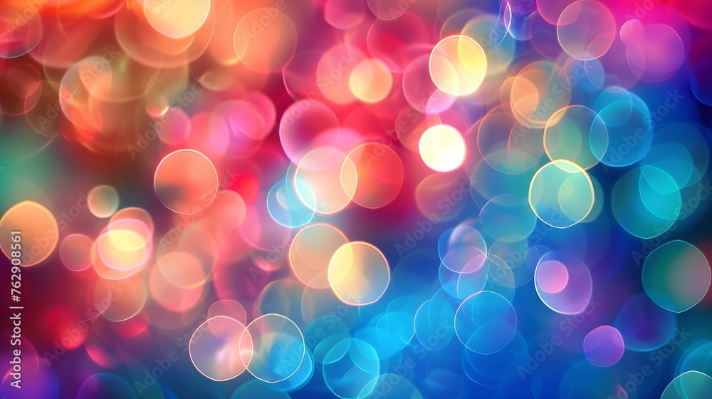 Abstract bokeh blurred background defocused night lighting for design Multicolored circles spots of light Lens Blur effect of a soft outoffocus background : Generative AI