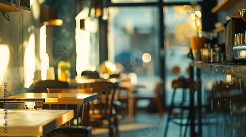 Blurry image of a cafe interrior : Generative AI photo