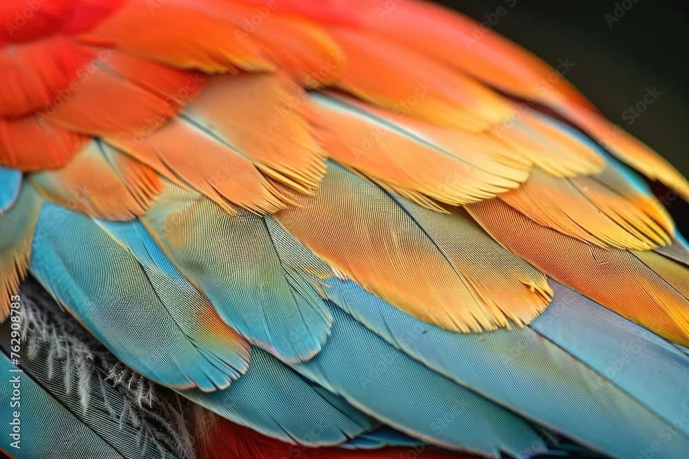 Obraz premium The fine detail of a bird's feather, showing the barbs and barbules,