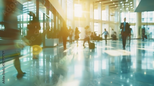 abstakt image of people in the lobby of a modern business center with a blurred background : Generative AI photo