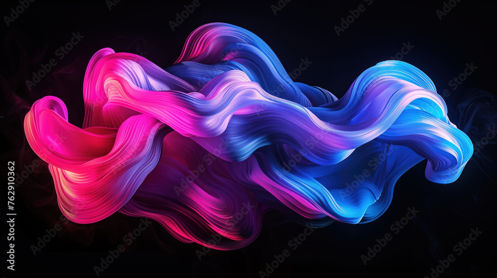 Abstract neon colored ink liquid swirl on black background Abstract neon colored ink liquid swirl on black background
