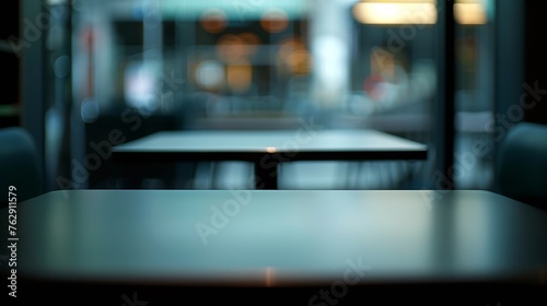 Wallpaper Mural dark blurred background with empty table top cafe restaurant windows background for your product : Generative AI Torontodigital.ca
