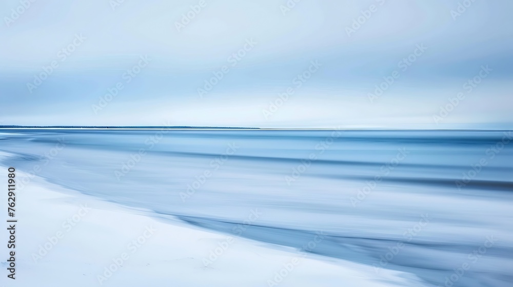 Impressionistic image of the shoreline of hudson bay taken by panning with a slow shutter speed along the horizon line churchill manitoba canada : Generative AI