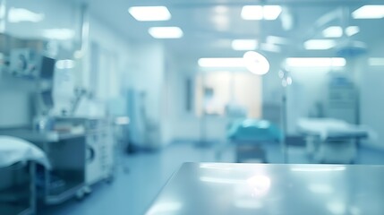 Blur hospital background with medical equipments in modern room : Generative AI