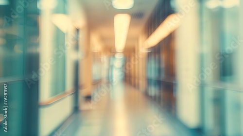 Abstract blur luxury hospital hall and corridor Blur clinic interior background with defocused effect Healthcare and medical concept : Generative AI © Generative AI
