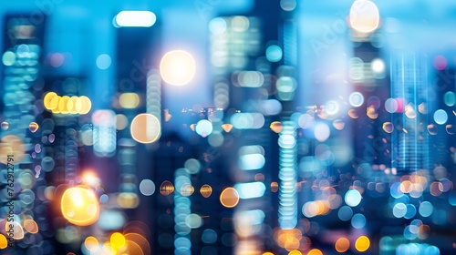 Night blurred bokeh light city office building abstract background : Generative AI © Generative AI