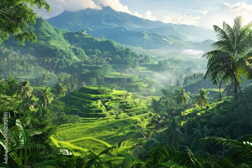 Stunning Rice Terraces Indonesia Natural Beauty photo