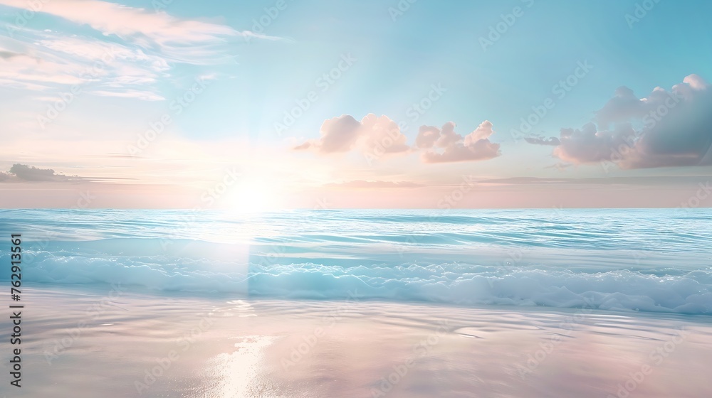 background of nature concept Abstract blur beach and blue sunrise : Generative AI