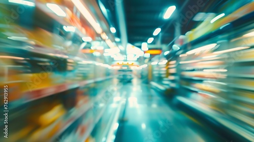 supermarket grocery store interior aisle abstract blurred background   Generative AI