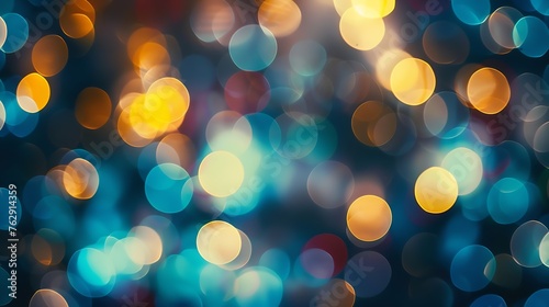 Abstract bokeh blurred background defocused night lighting for design Multicolored circles spots of light Lens Blur effect of a soft outoffocus background : Generative AI