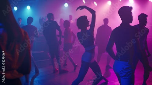 Dancing people in a disco club to the music : Generative AI
