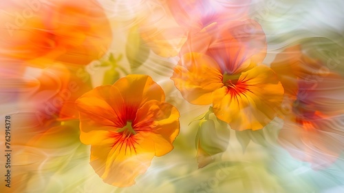 Colourful flower blurs painterly effect of nasturtium : Generative AI photo