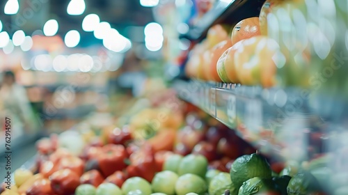 Supermarket blurred background with bokeh : Generative AI © Generative AI