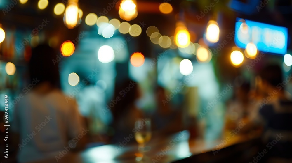 blurred background people in the bar : Generative AI