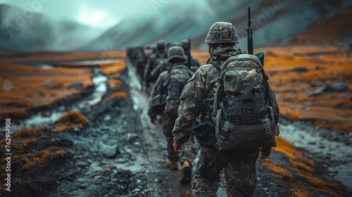 Soldiers marching towards the unknown