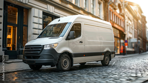 Shipping company logo prominently displayed on a delivery van