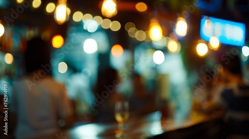 blurred background people in the bar   Generative AI