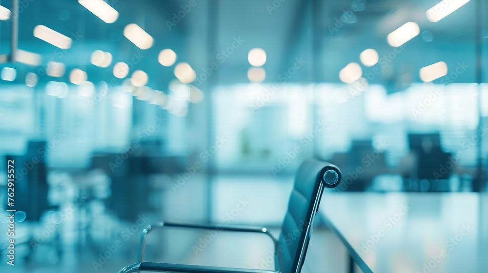Blurred empty open space office Abstract light bokeh at office interior background : Generative AI Blurred empty open space office Abstract light bokeh at office interior background : Generative AI