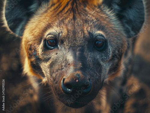 A Close Up Detailed Photo of a Hyena's Face