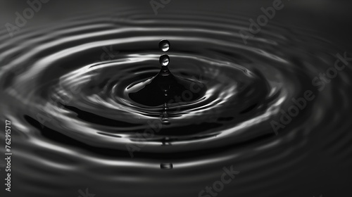 Panorama Water ripples from a drop of water in the dark water drop dark tone Abstract black circle water drop ripple Liquid texture backgroundRippled liquid with mood effect in black a : Generative AI