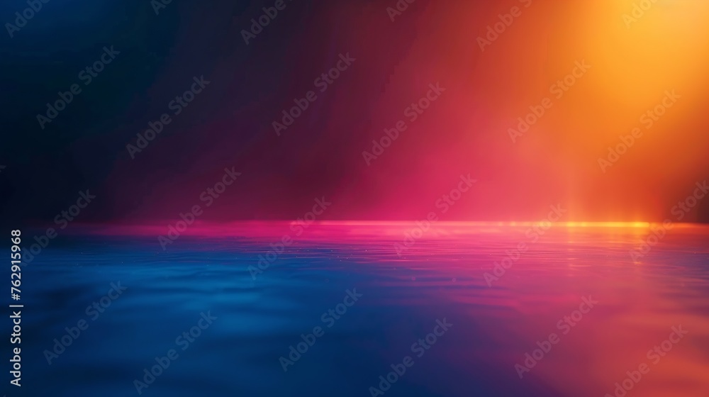 Blur glow overlay Neon light flare Futuristic glare Defocused fluorescent navy blue pink orange color gradient reflection on dark abstract copy space background : Generative AI
