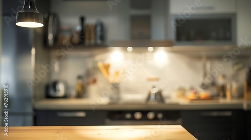 Blur image of modern Kitchen Room interior Kitchen Room : Generative AI